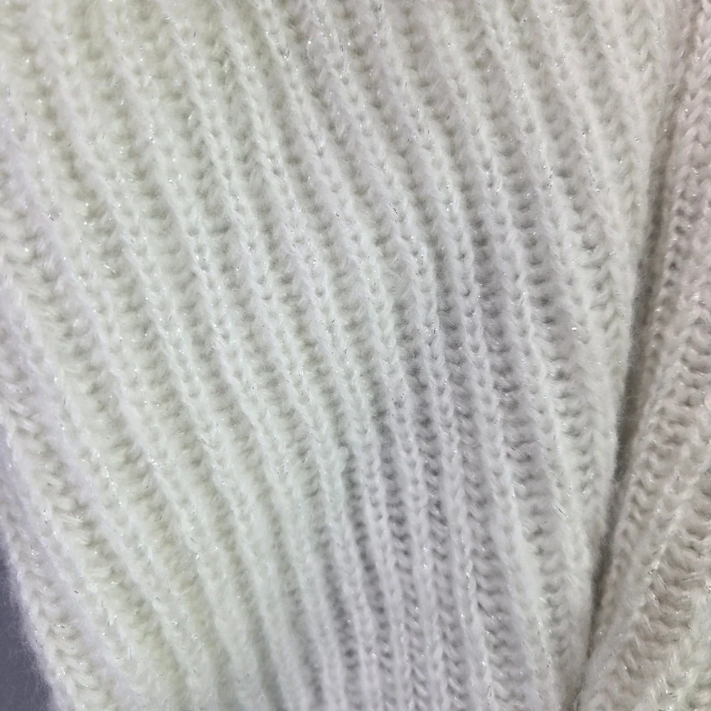 Forever 21 Infinity Scarf Ribbed Knit Metallic Shimmer OS Ivory White Winter